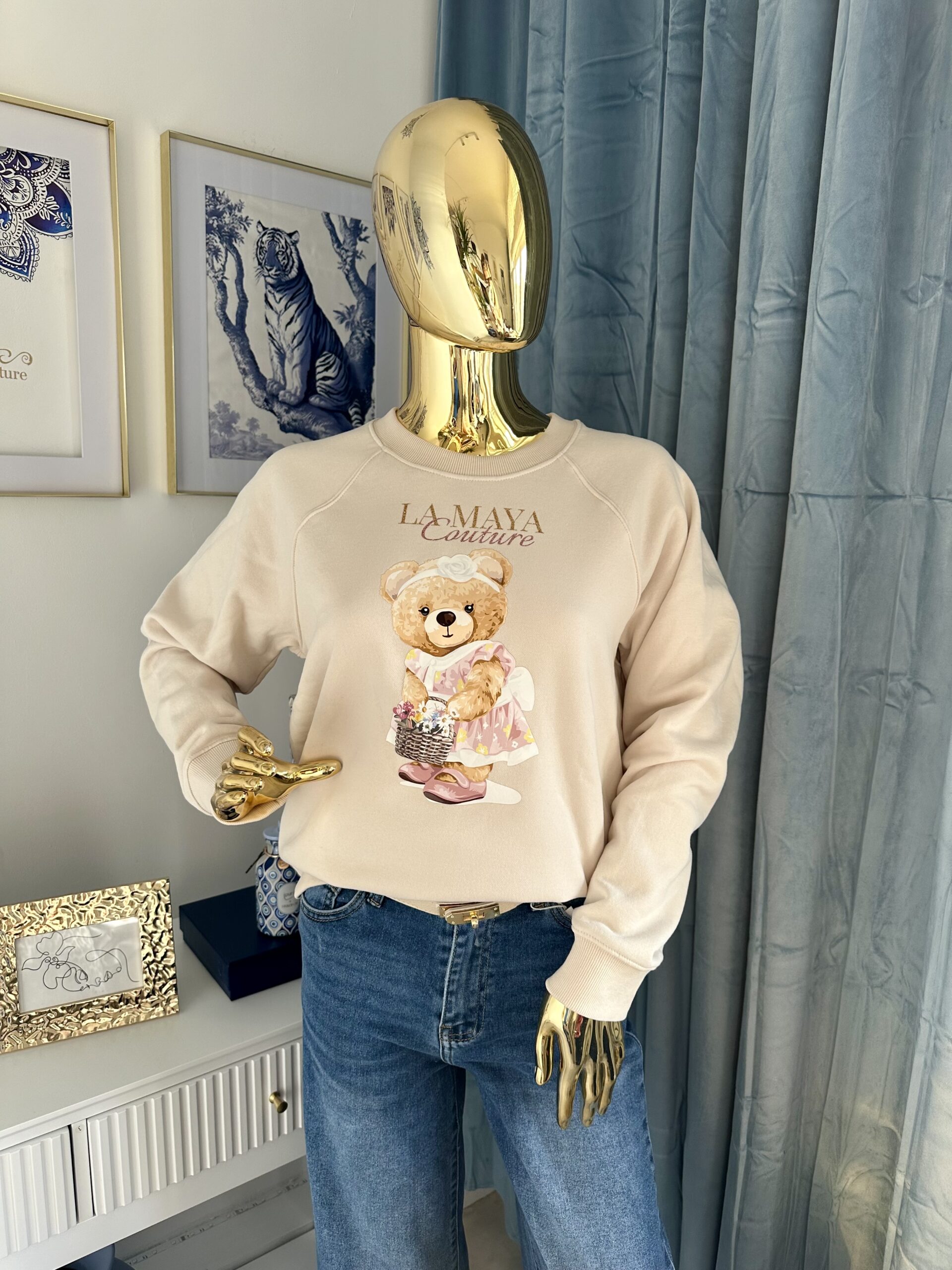Beżowa bluza LILA bear - obrazek 3
