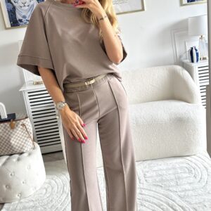Komplet Mayaé City Chic bluza i spodnie café latte
